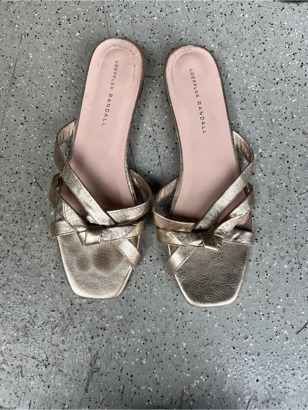 Loeffler Randall Metallic Gold Braided Slide Sandals